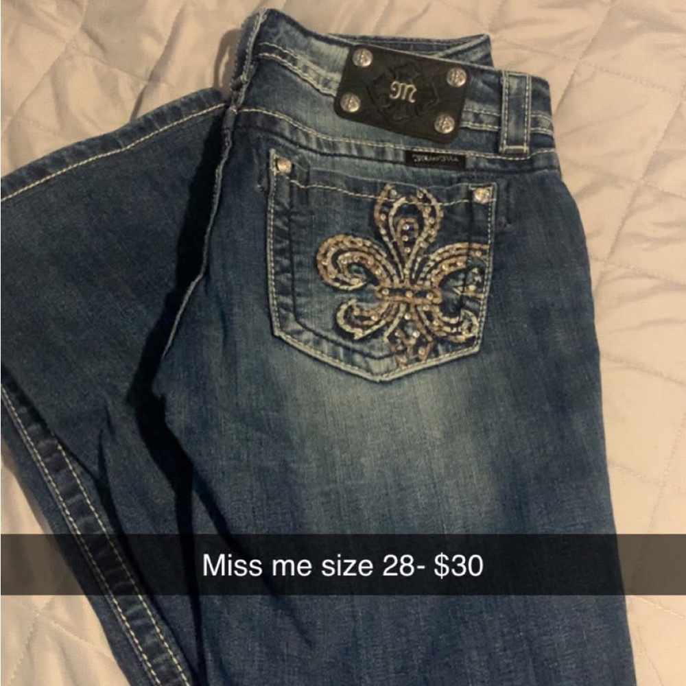 Miss Me Women's Blue Boot Cut Jeans with Embellished Pocket
